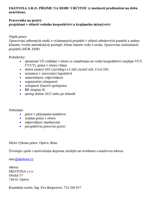 ekotoxa prace